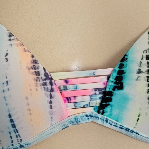 NoBo Abstract Tie Dye Multicolor Push Up Bikini Top - Picture 4 of 8
